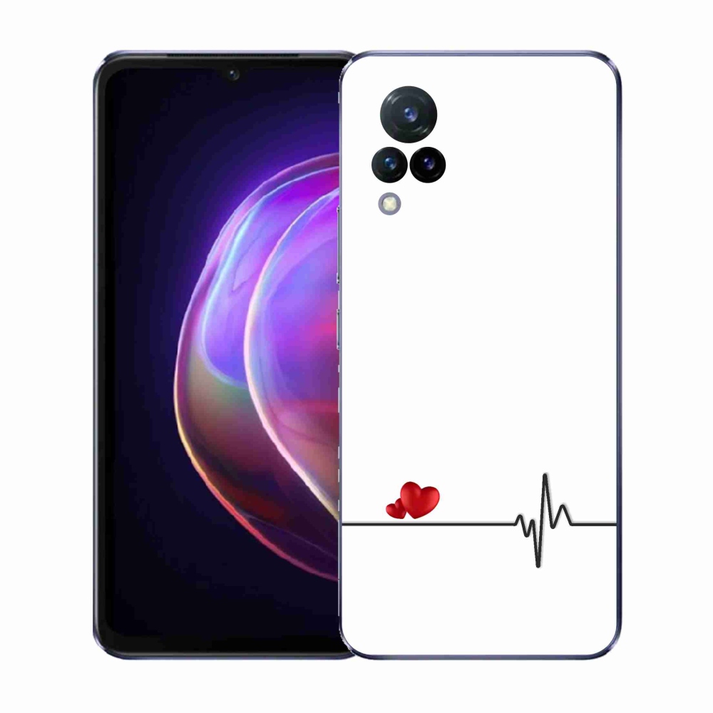 Gél borító mmCase a Vivo V21 4G/5G-n - szív és szívverés fehér háttérrel