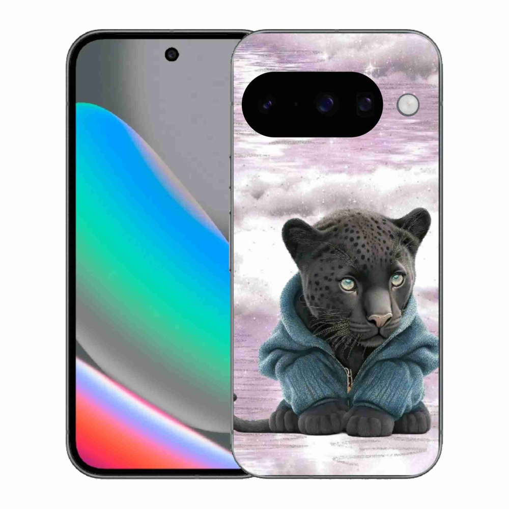 Gél borítás mmCase a Google Pixel 10 számára - fekete párduc pulóverben