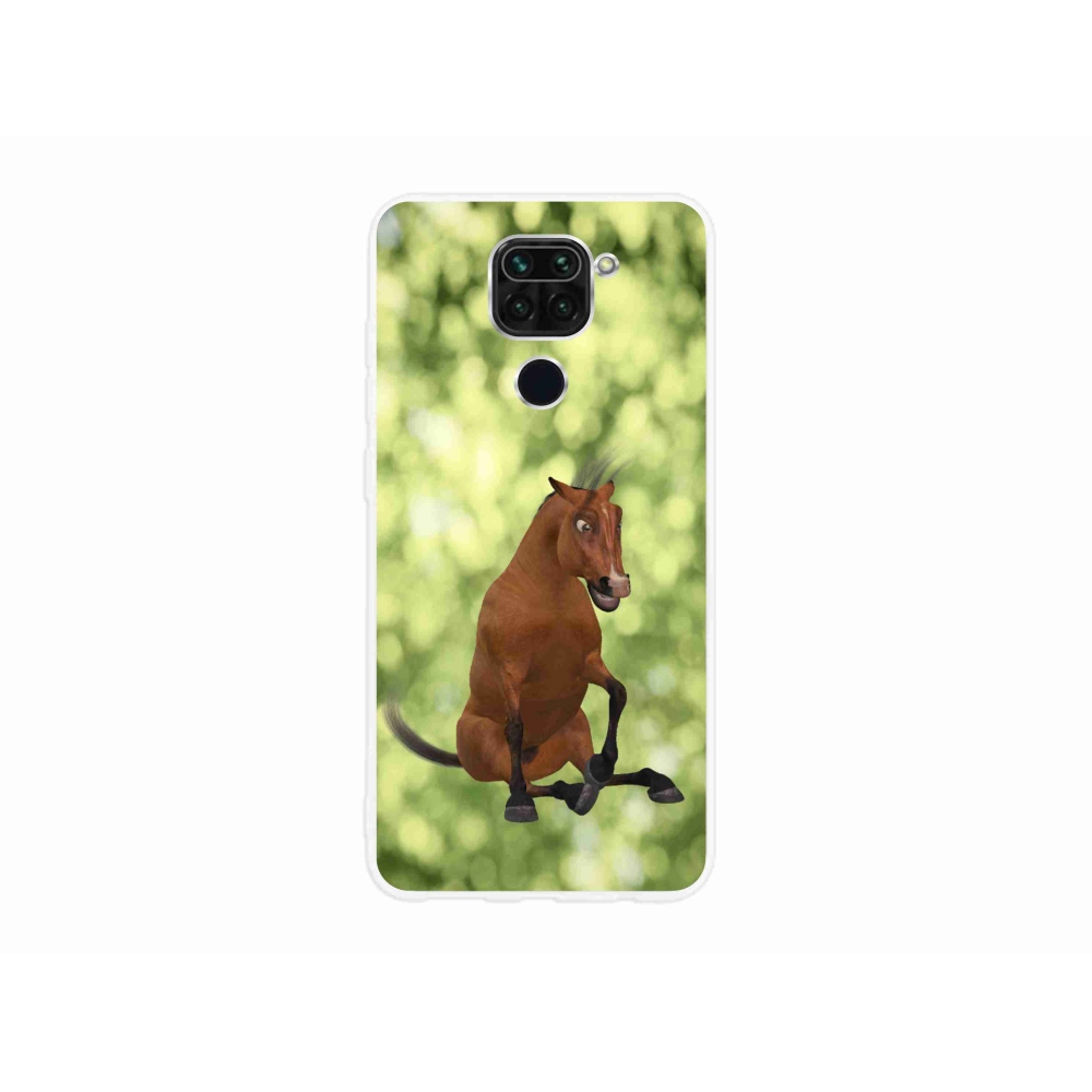 Gél borítás mmCase a Xiaomi Redmi Note 9-hez - barna rajzfilm ló 1