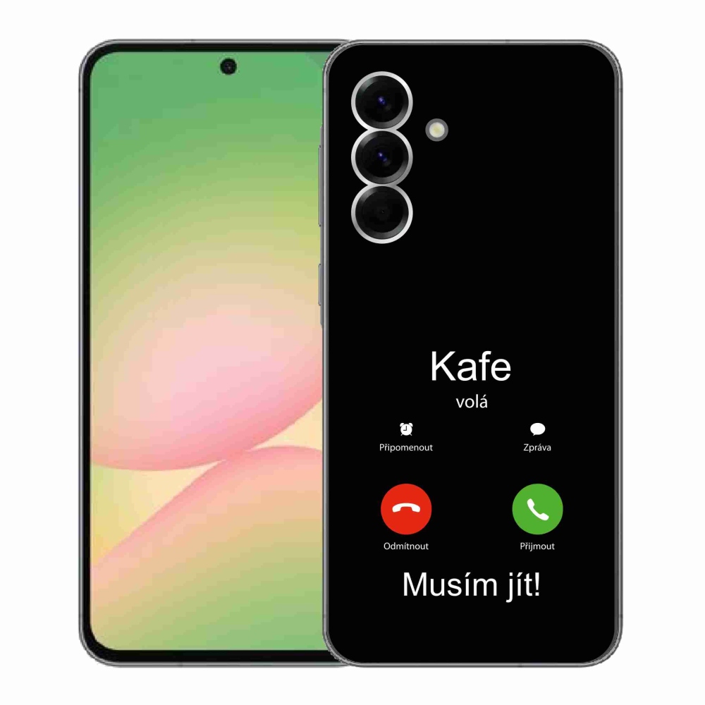 Gél borítás mmCase Samsung Galaxy A56 5G - kávé hívó fekete háttérrel