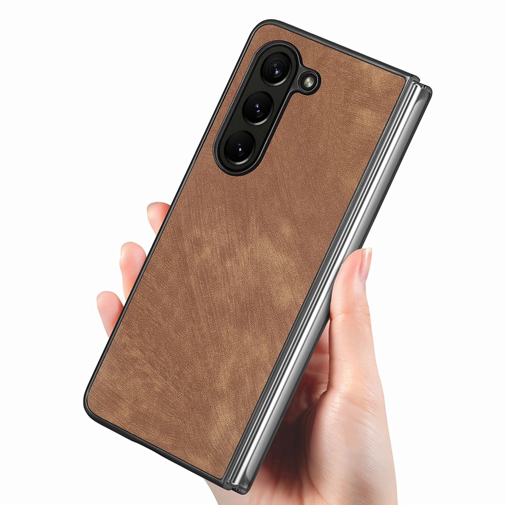 Vintage műanyag tok a Samsung Galaxy Z Fold5 5G készülékhez - barna