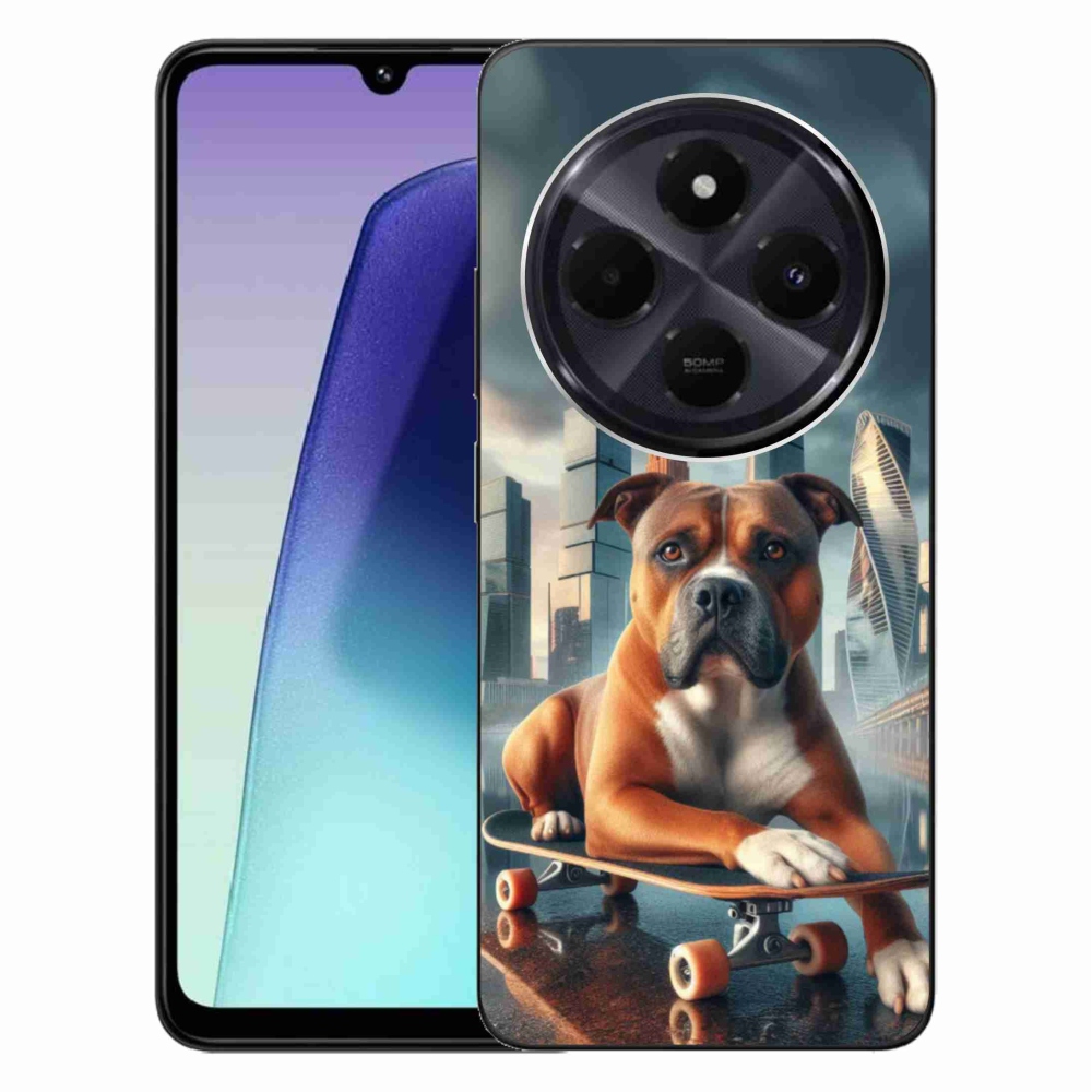 Gél borítás mmCase a Xiaomi Redmi 14C/Poco C75-hez - kutya gördeszkán