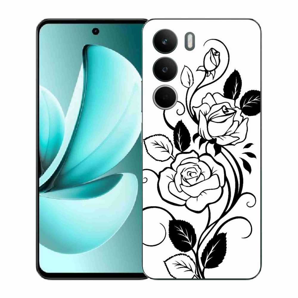 Gél borítás mmCase a Realme C71 készülékhez - fekete és fehér rózsa