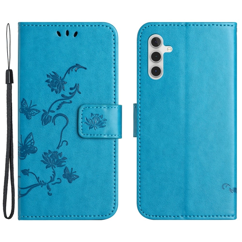 Virágos könyv tok Samsung Galaxy A35 5G - kék