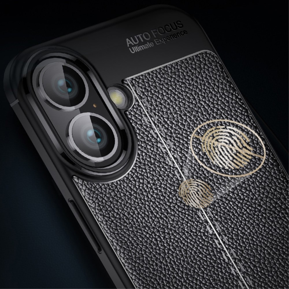 Litchi tartós zselés tok iPhone 16 Plus készülékhez - fekete