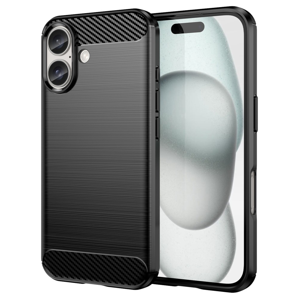 Szénszálas tartós zselés tok iPhone 16 készülékhez - fekete