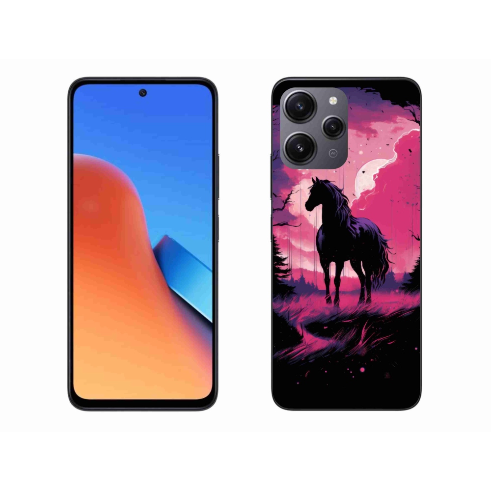 Gél borítás mmCase a Xiaomi Redmi 12-hez - fekete rajzfilm ló 1