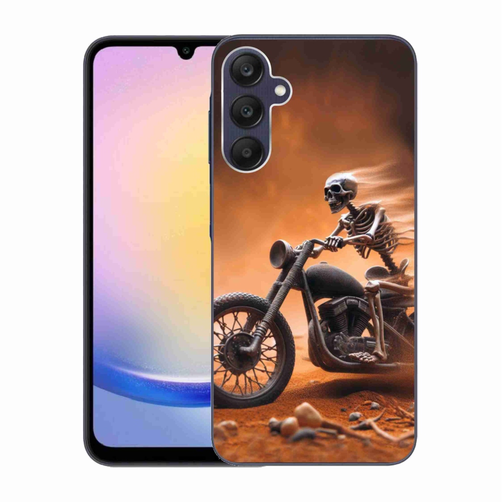 Zselés borítás mmCase Samsung Galaxy A25 5G - csontváz egy motorkerékpáron
