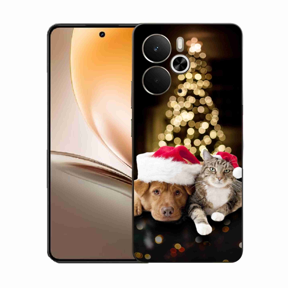Gél borító mmCase a Realme 14 5G-hez - Karácsonyi kutya és macska