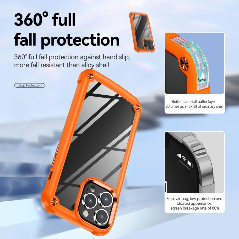 Gél tok fix hátlappal iPhone 15 Pro Max készülékhez - narancssárga