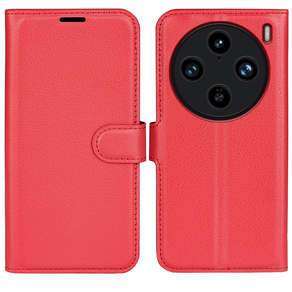 Litchi könyv tok a Vivo X100 Pro 5G-hez - piros