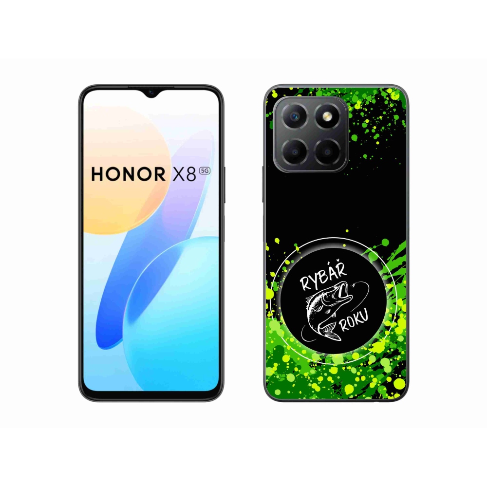 Zselés borító mmCase a Honor X8 5G/Honor 70 Lite 5G számára - az év horgásza fekete háttérrel