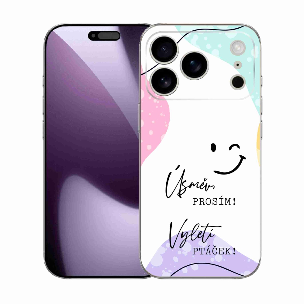 Gél borító mmCase iPhone 17 Pro készülékhez - vicces szöveg 4 fehér háttér