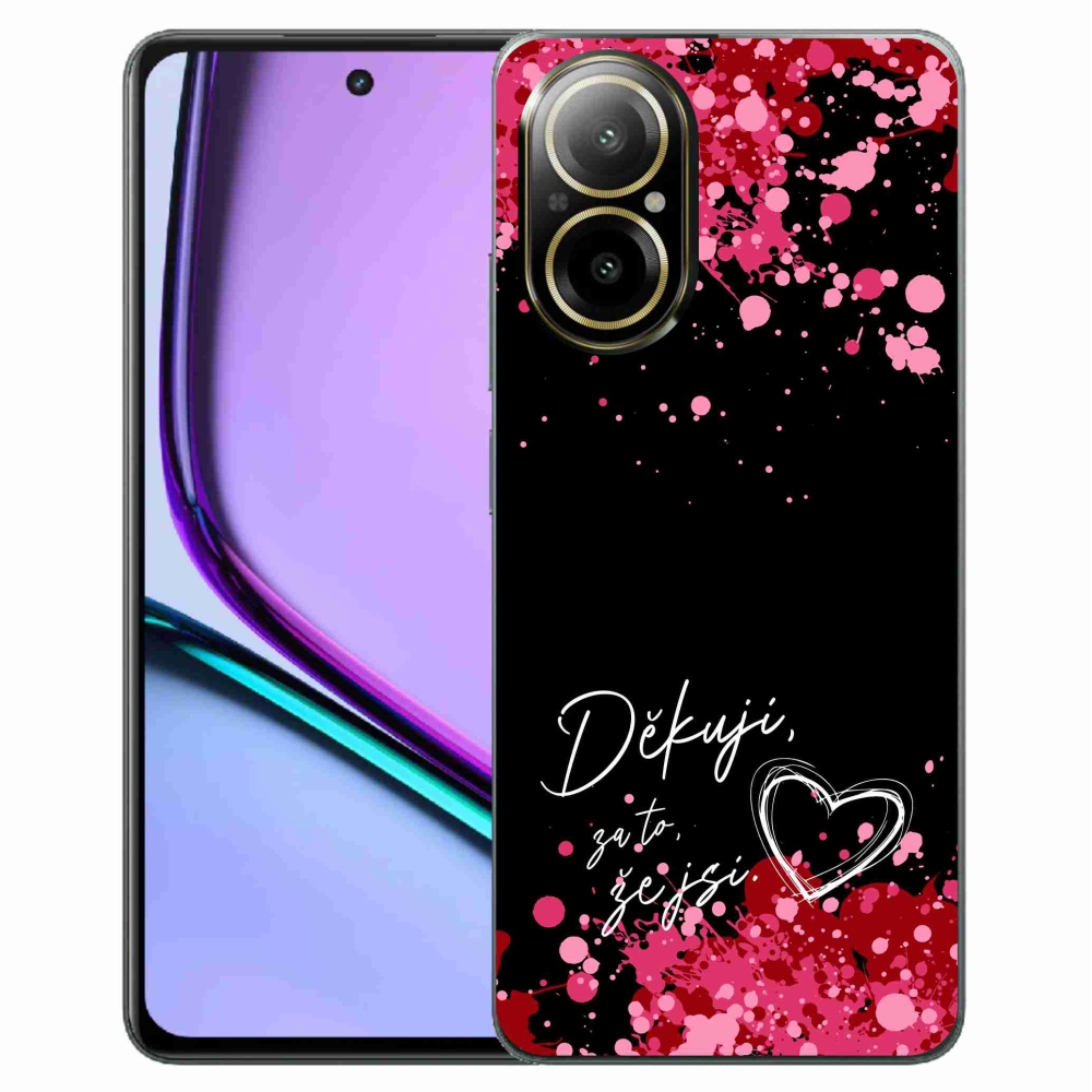 Gél borító mmCase a Realme C67 készülékhez - text in love 2 fekete háttérrel