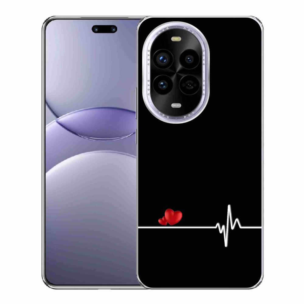 Gél borító mmCase a Huawei Nova 13 Pro 5G-n - szív és szívverés fekete háttérrel