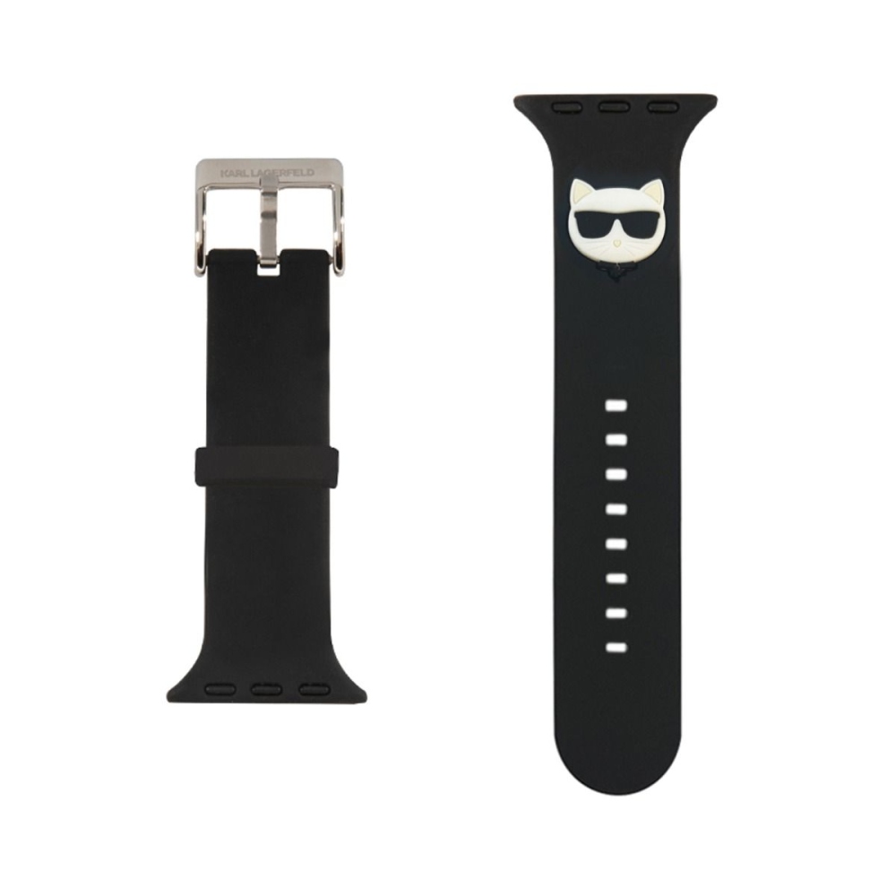 Pánt Apple Watch 38/40 mm-es Karl Lagerfeld Choupette Head órához - fekete