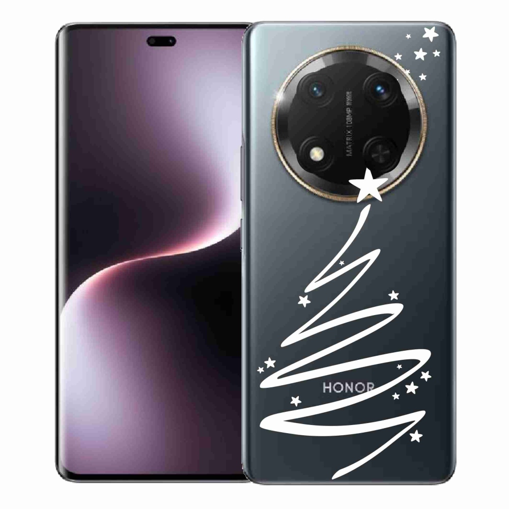 Gél borítás mmCase a Honor Magic 7 Lite 5G számára - fehér fa átlátszó háttéren