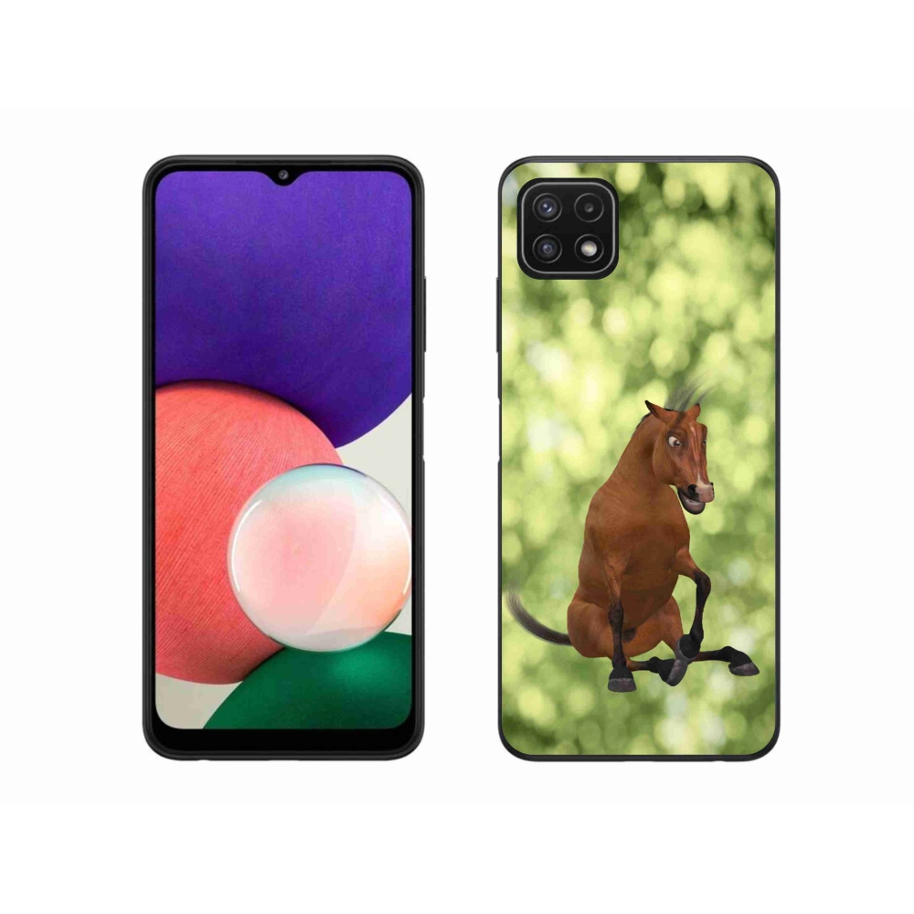 Zselés borítás mmCase Samsung Galaxy A22 5G - barna rajzfilm ló 1