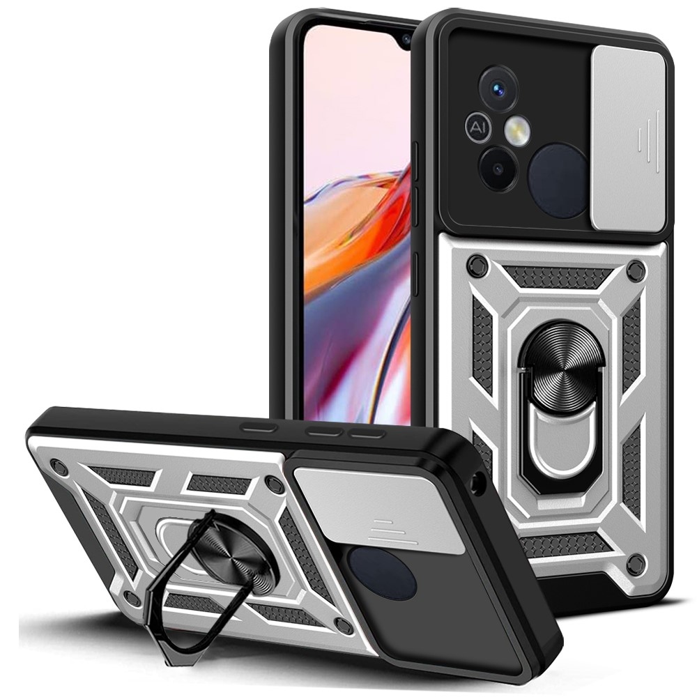 Tartós csúszásbiztos borítás Xiaomi Redmi 12C-hez - ezüst színű
