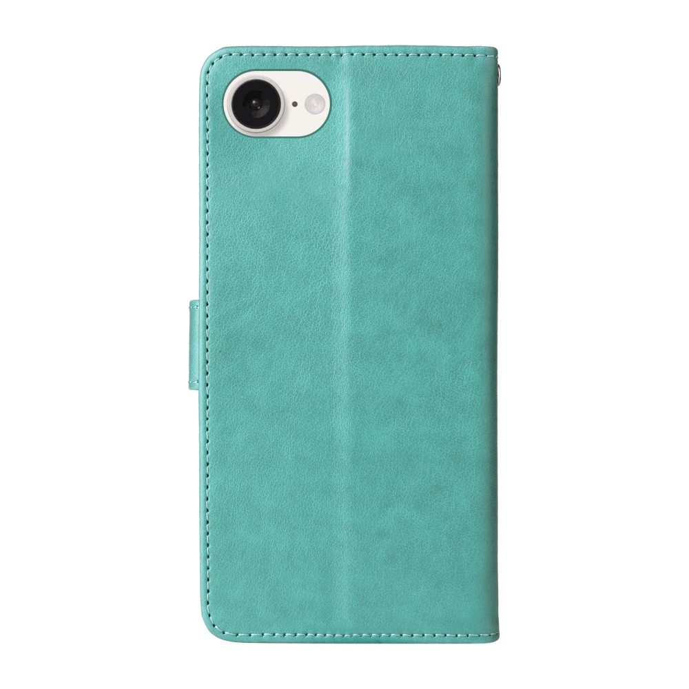 Virágos könyvtáska iPhone 16e készülékhez - teal színű