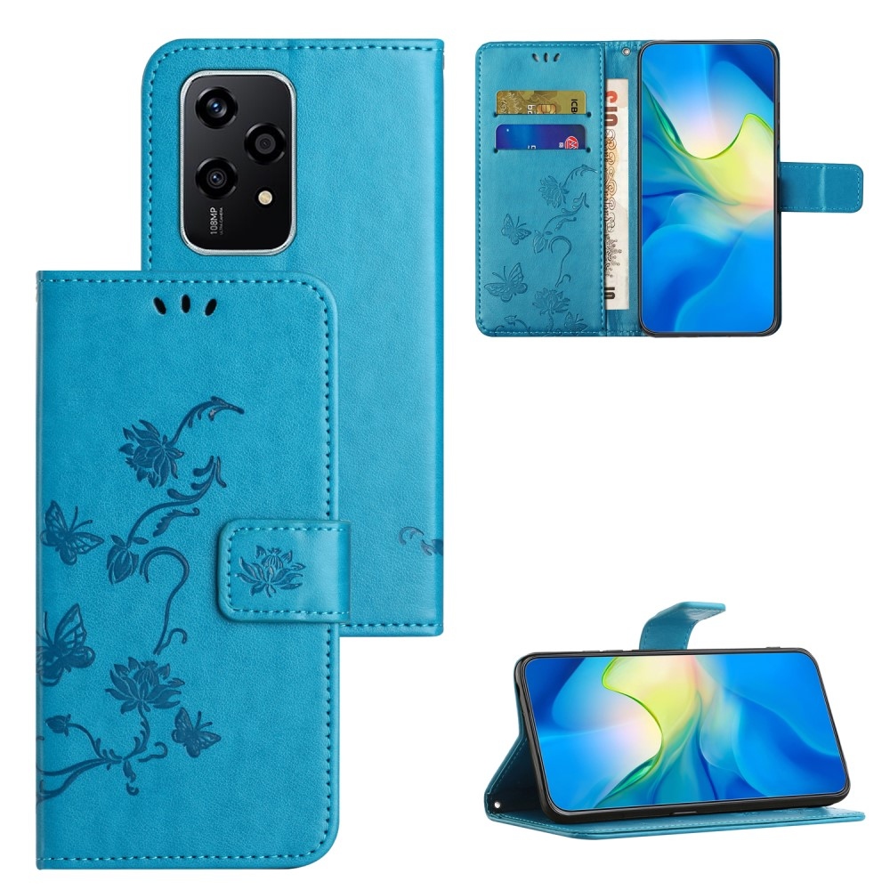 Virágos könyvtáska a Honor 200 Lite 5G-hez - kék