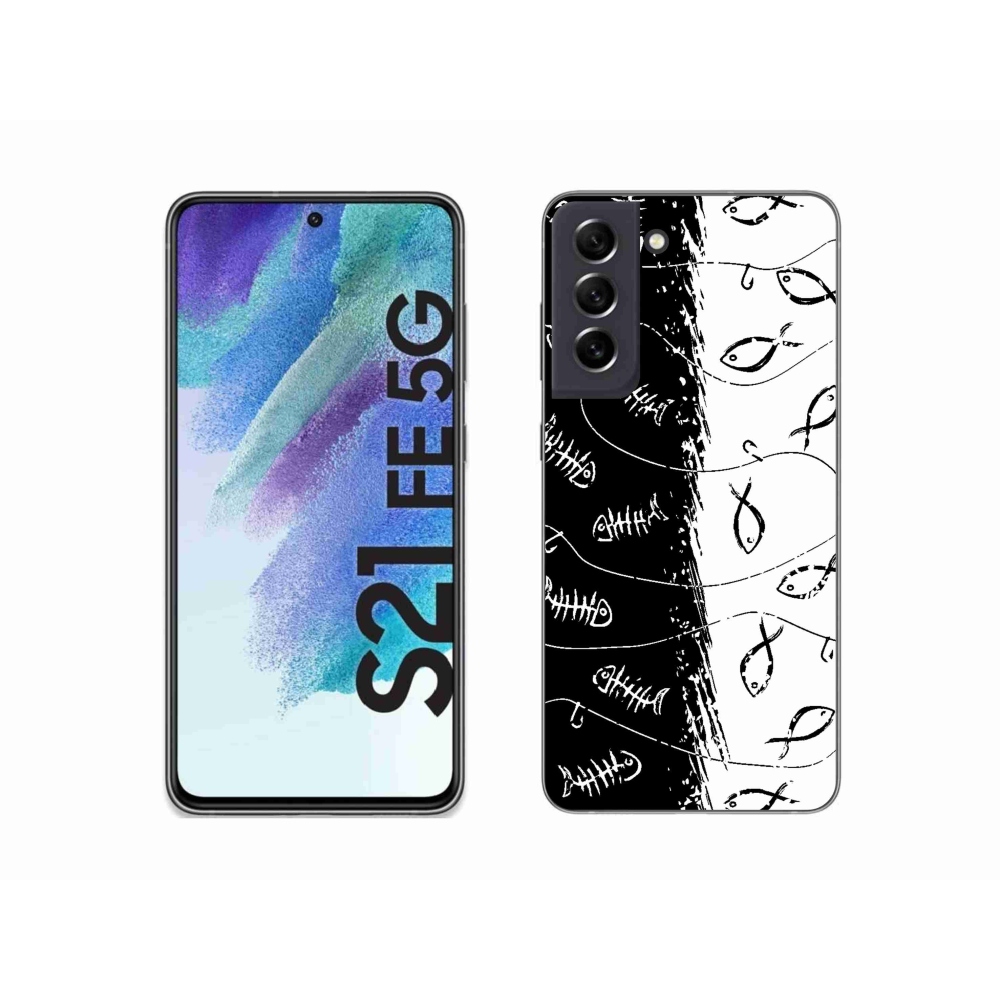 Zselés borító mmCase Samsung Galaxy S21 FE 5G - csontvázak és halak számára