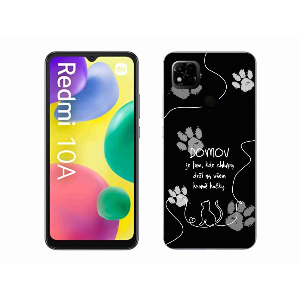 Gél borító mmCase a Xiaomi Redmi 10A számára - macska motívum fekete háttérrel