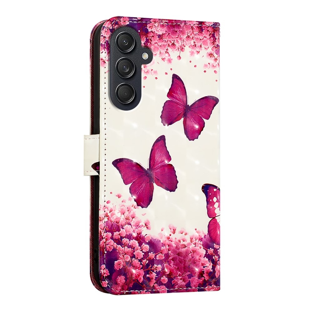 Patte könyv tok Samsung Galaxy M55 5G - rózsaszín pillangókhoz
