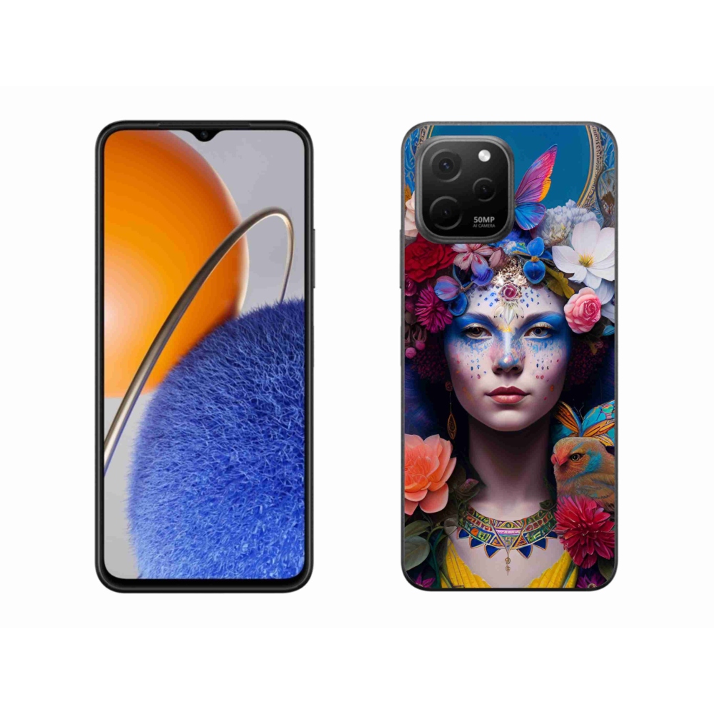 Gél borító mmCase a Huawei Nova Y61 készülékhez - nő virágokkal
