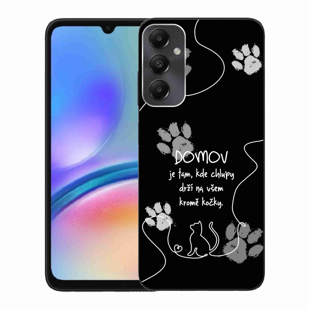 Gél borítás mmCase Samsung Galaxy A05s készülékhez - macska motívum fekete háttérrel