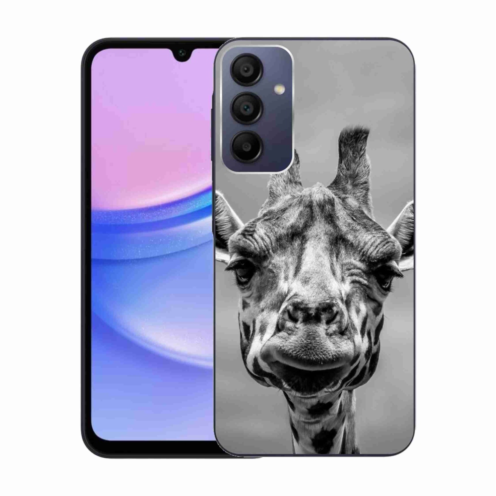 Zselés borítás mmCase Samsung Galaxy A15 4G/5G készülékhez - fekete-fehér zsiráf