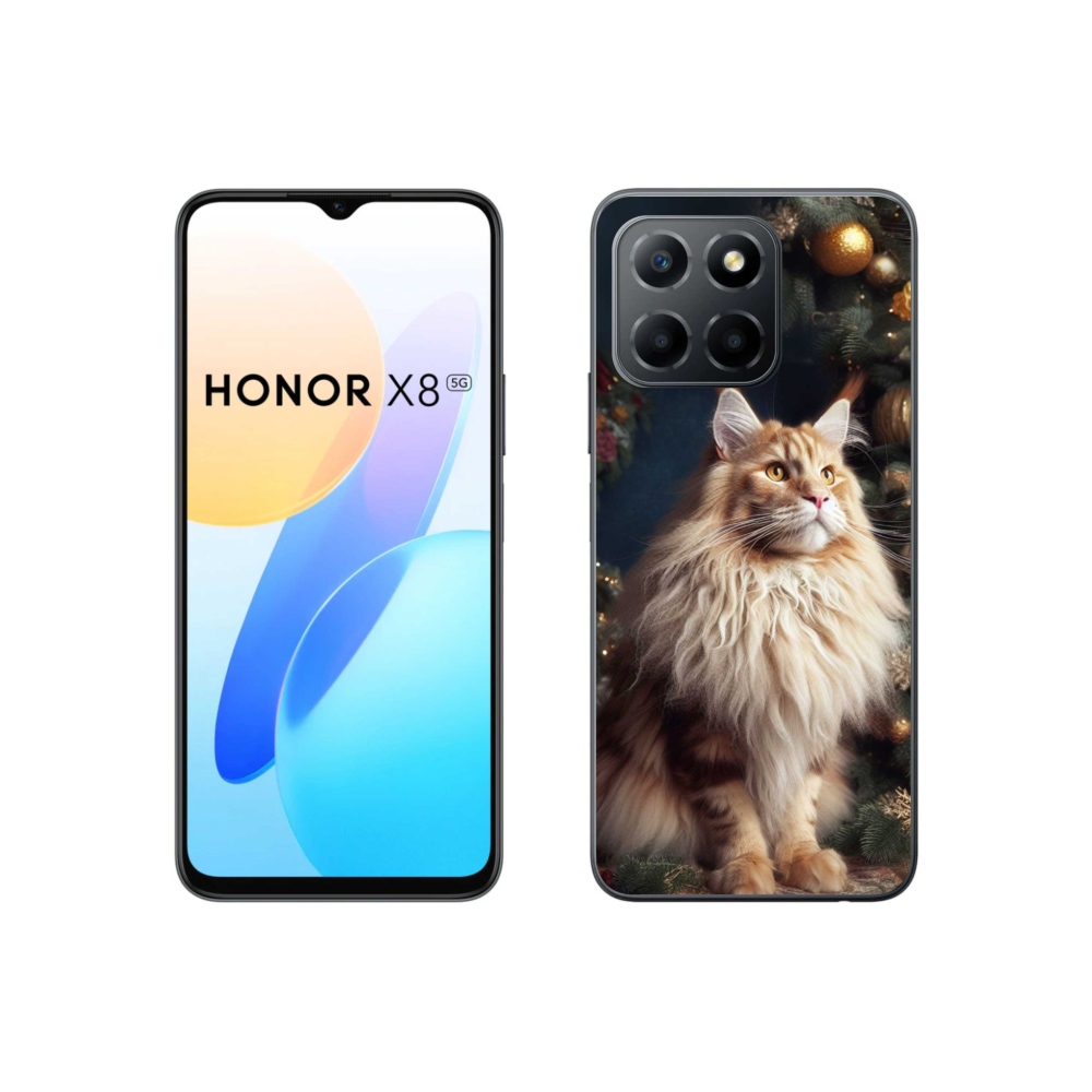 Zselés borítás mmCase a Honor X8 5G/70 Lite 5G számára - macska a fánál