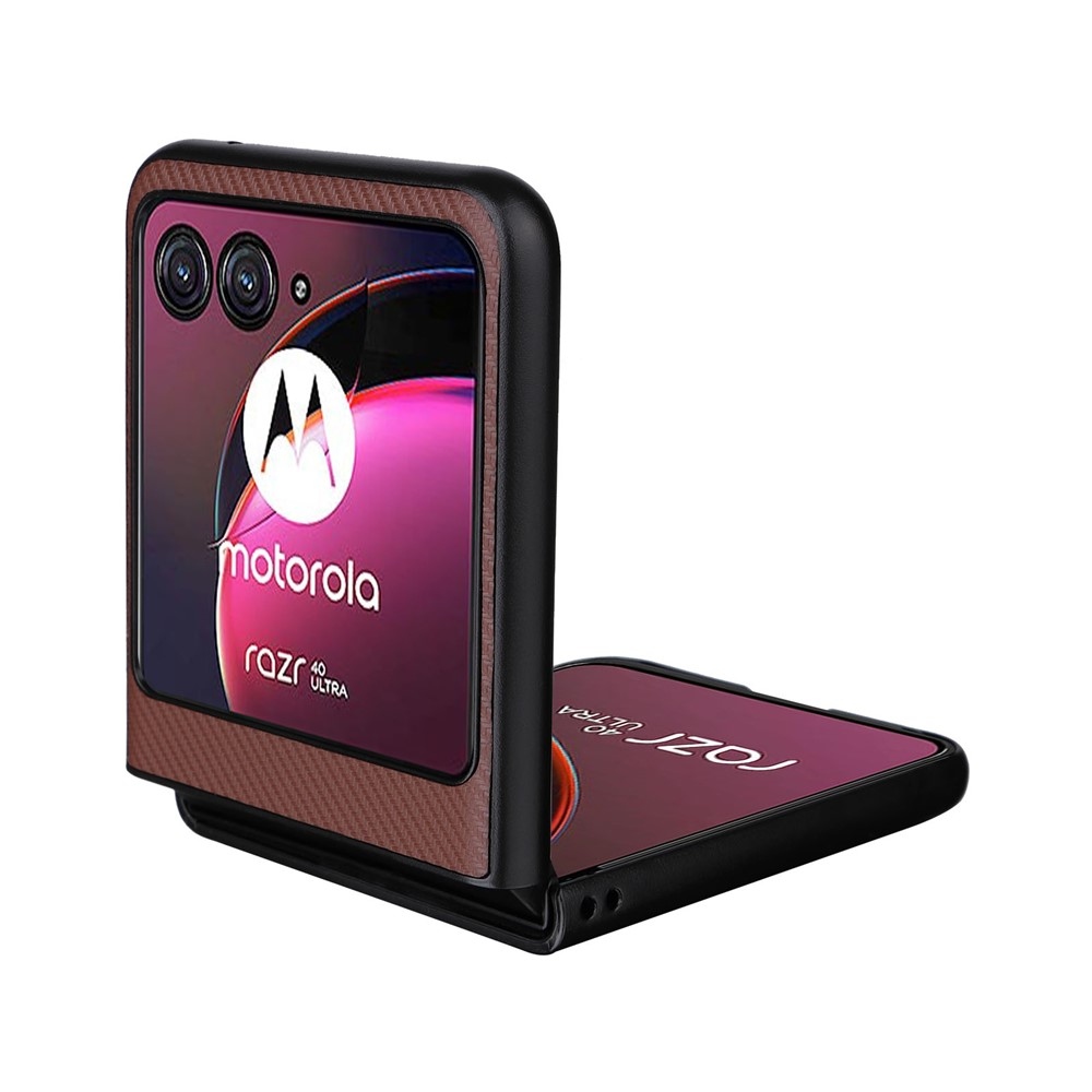 Textúrás műanyag borítás műbőrrel a Motorola Razr 40 Ultra 5G készülékre - barna