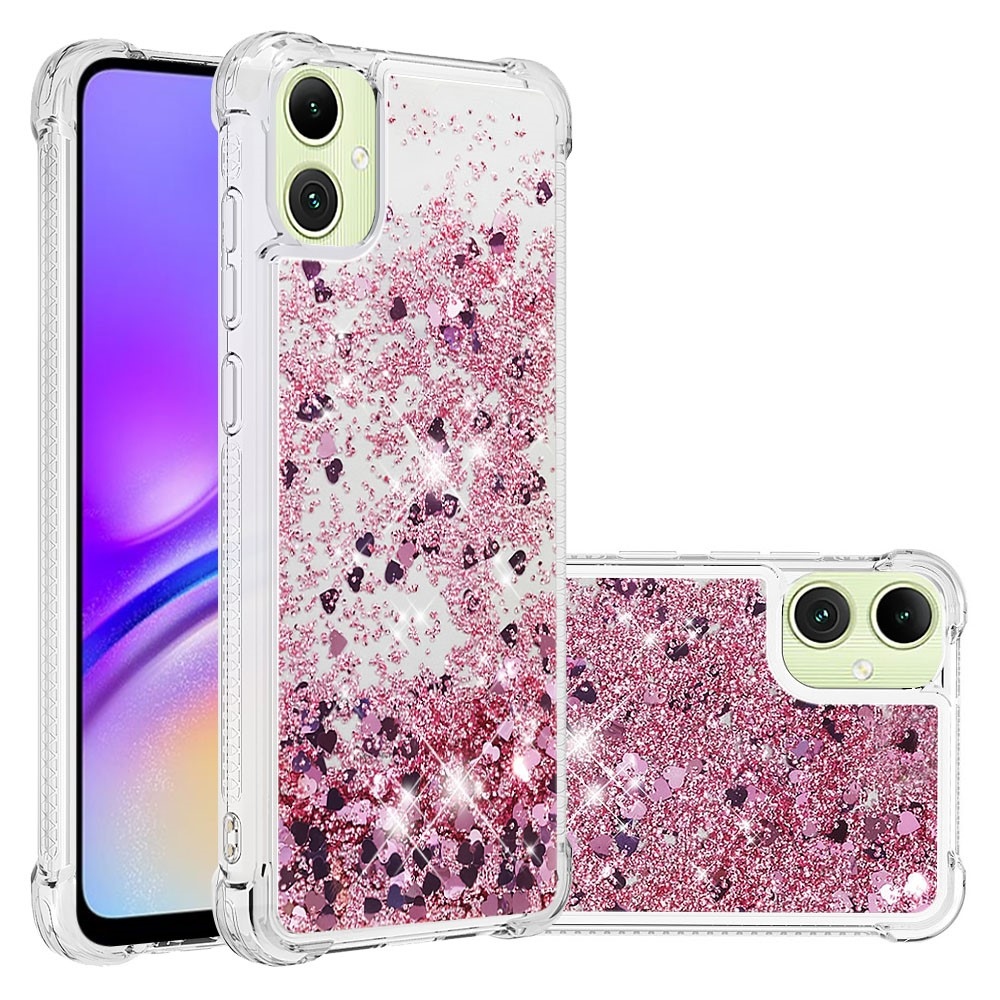 Glitter homokóra zselés tok Samsung Galaxy A06 4G - rózsaarany/szív