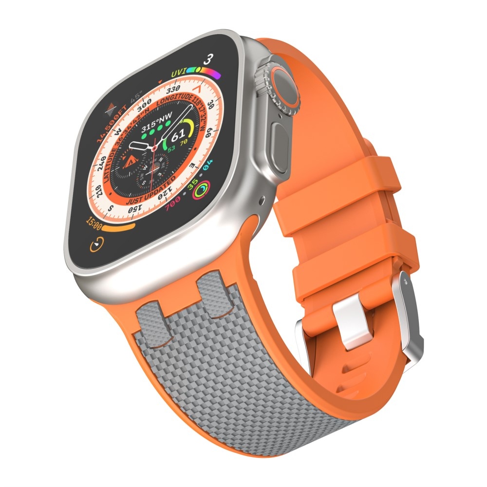 Sport szilikon szíj Apple Watch Ultra/Ultra 2 49mm/SE/SE 2022/2023 44mm/9/8/7 45mm/6/5/4 44mm/3/2/1 42 mm-es órához - narancssárga/szürke