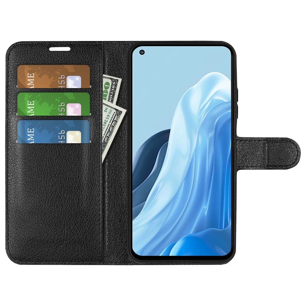 Litchi könyv tok Oppo Find X5 Lite készülékhez - fekete