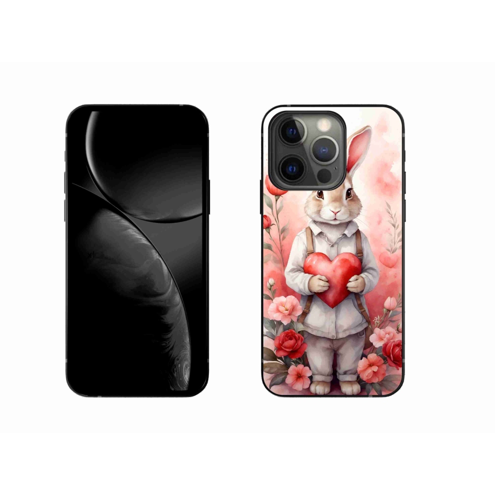 Zselés borítás mmCase iPhone 13 Pro készülékhez - nyúl szívvel