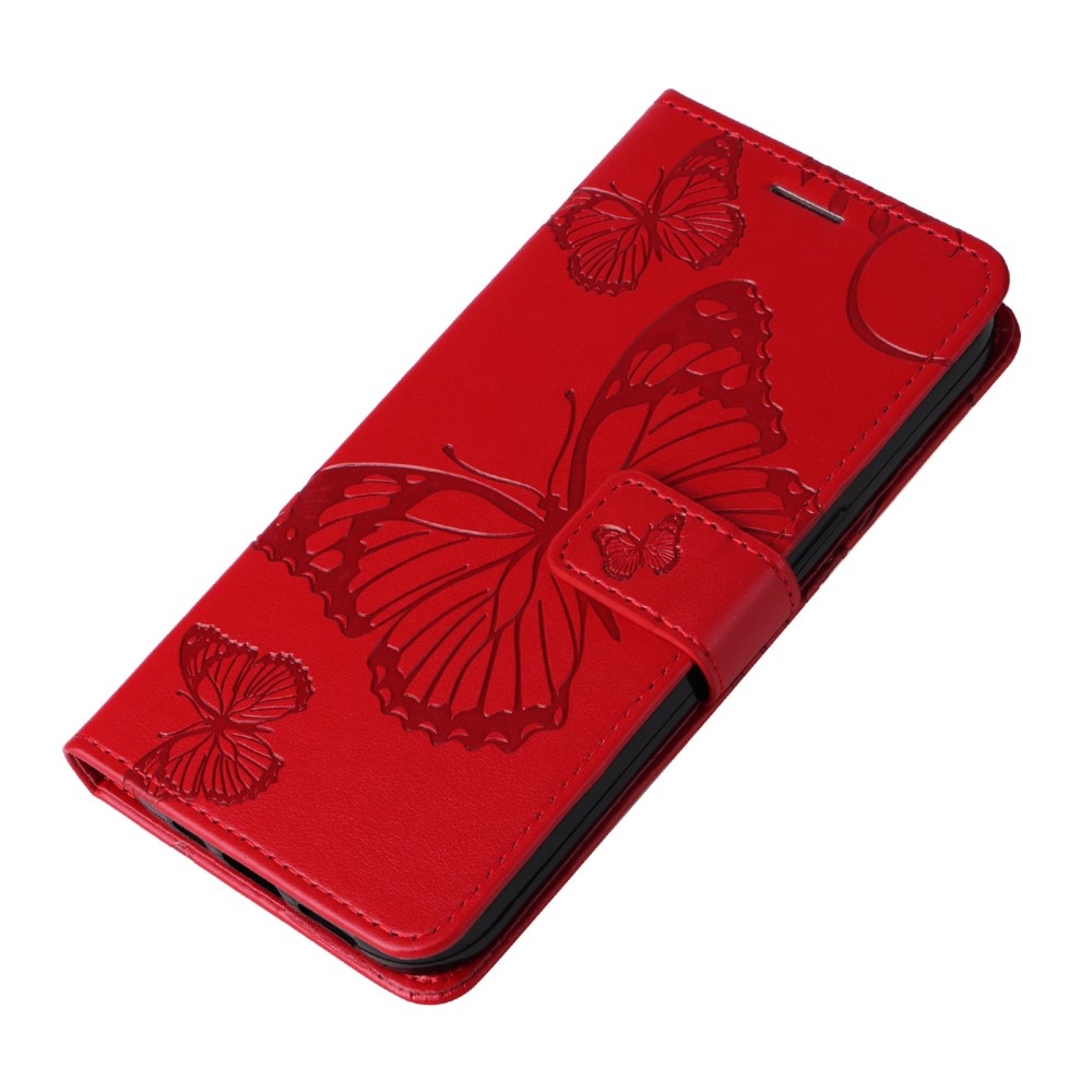 Nagy pillangó könyv tok a Xiaomi Redmi Note 14 5G-hez - piros