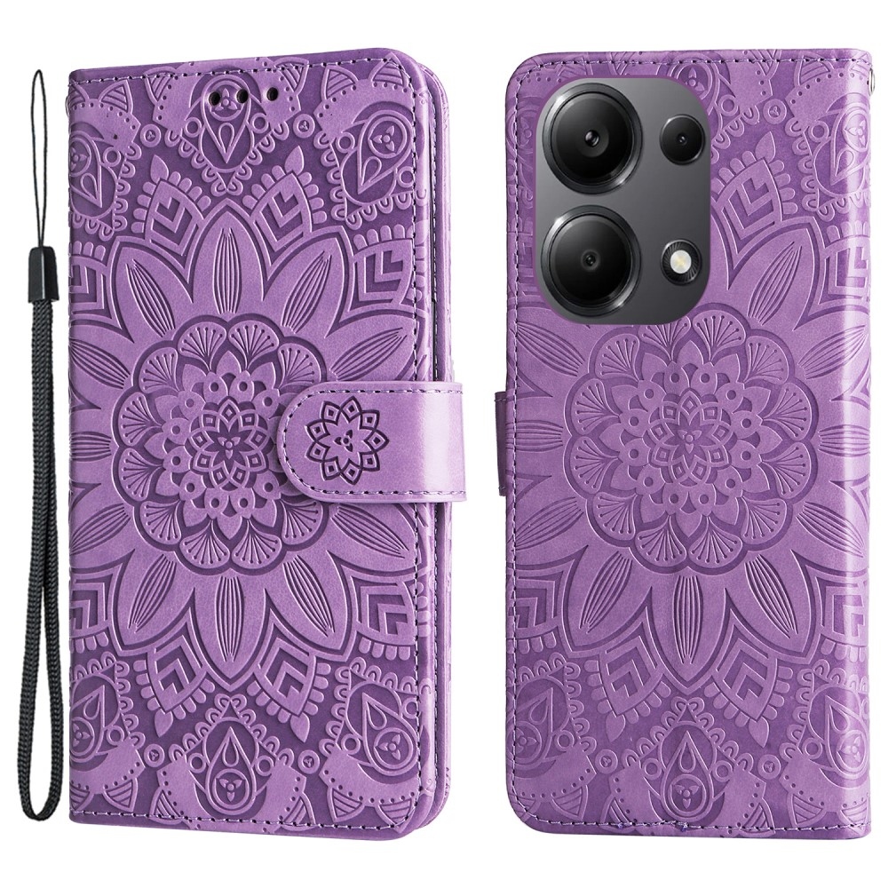 Napraforgó könyv tok Xiaomi Redmi Note 14S/Note 13 Pro 4G/Poco M6 Pro - lila
