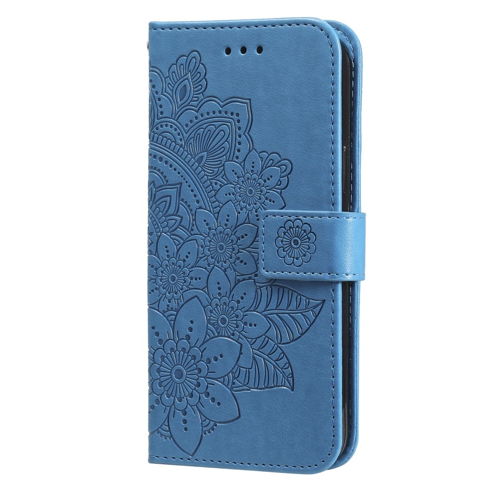 Virágos könyv tok Samsung Galaxy S25+ készülékhez - kék