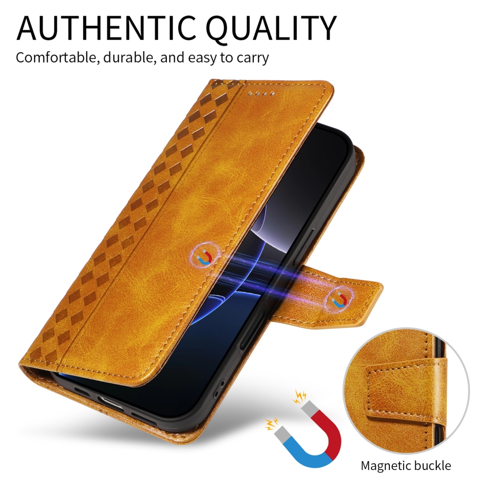 Rácsos könyvtáska Xiaomi Redmi 15C 4G/5G (173mm) - sárga