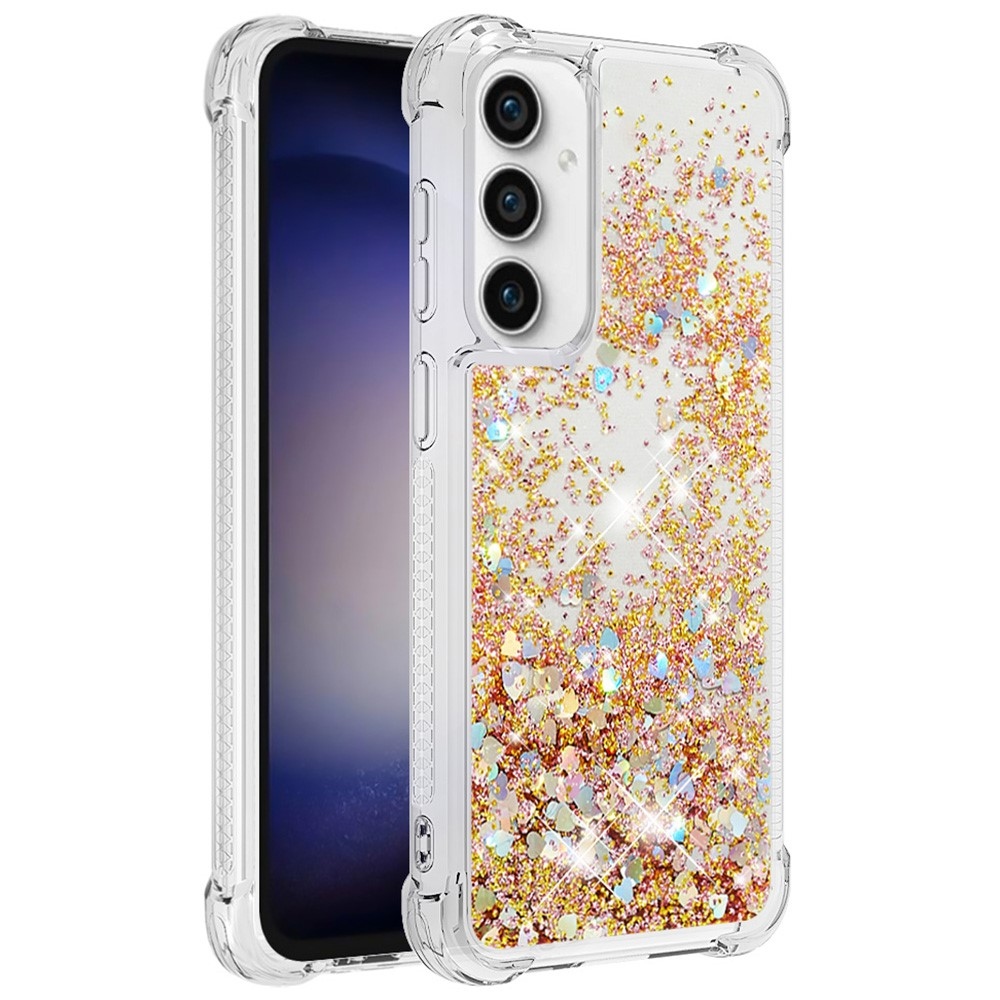 Glitter zselés homokóra tok Samsung Galaxy S23 FE készülékhez - arany/szív