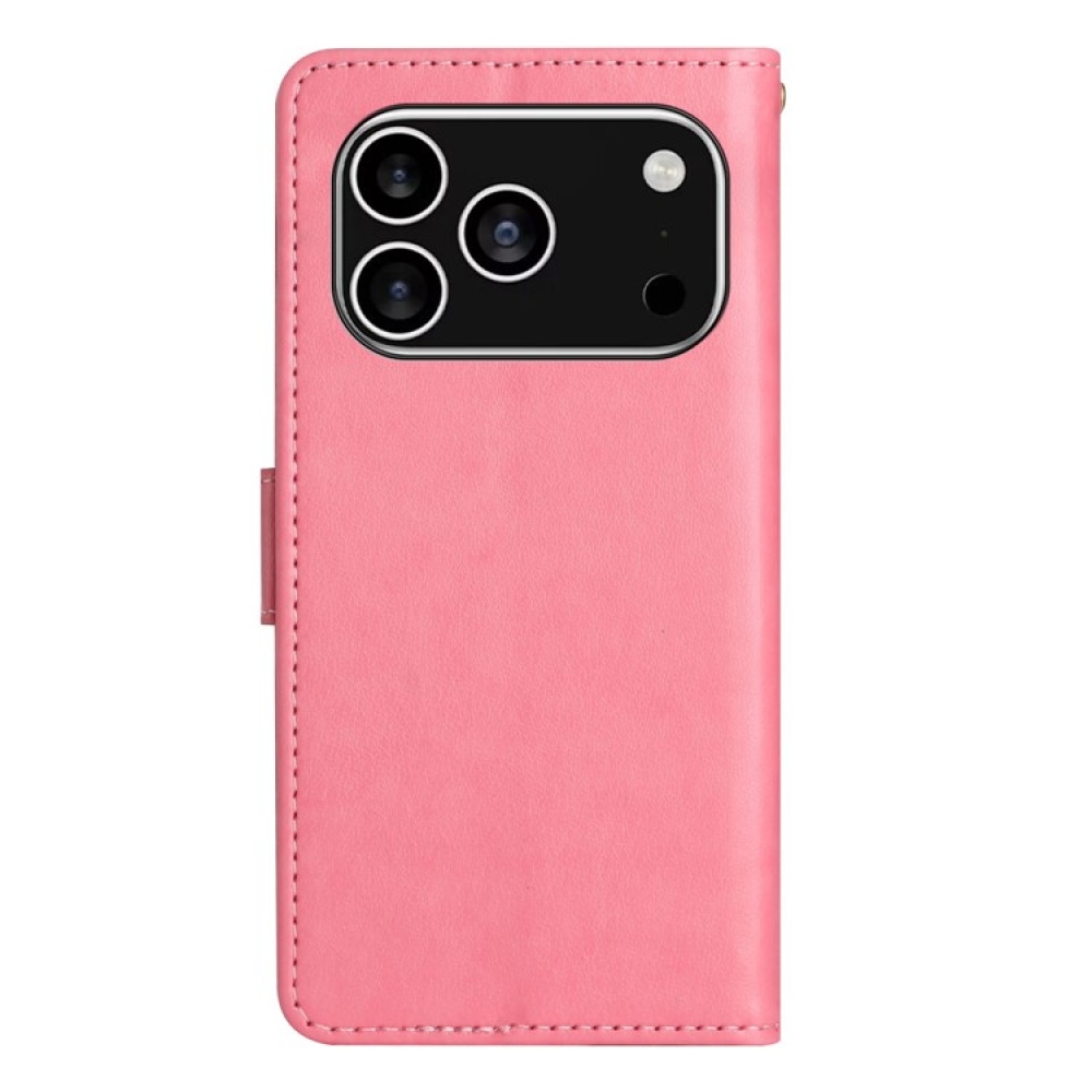 Virágok könyv tok iPhone 17 Pro készülékhez - rózsaszín