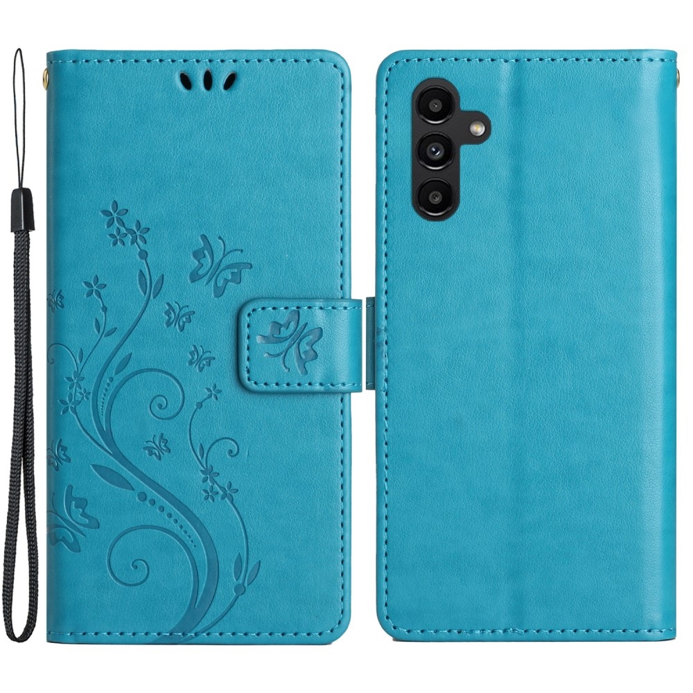 Virágok könyv tok Samsung Galaxy A05s készülékhez - kék