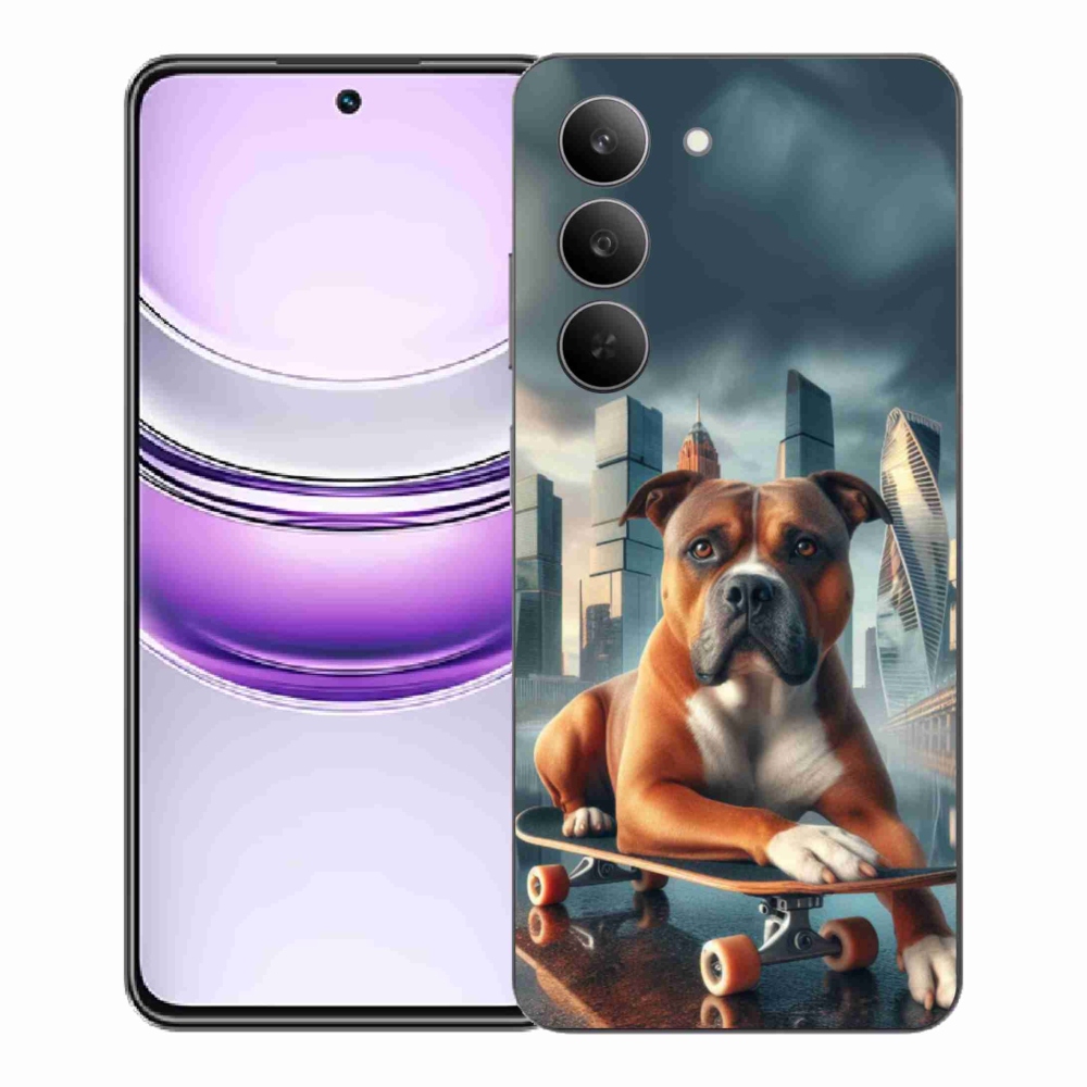 Gél borítás mmCase a Realme 14x 5G-hez - kutya gördeszkán