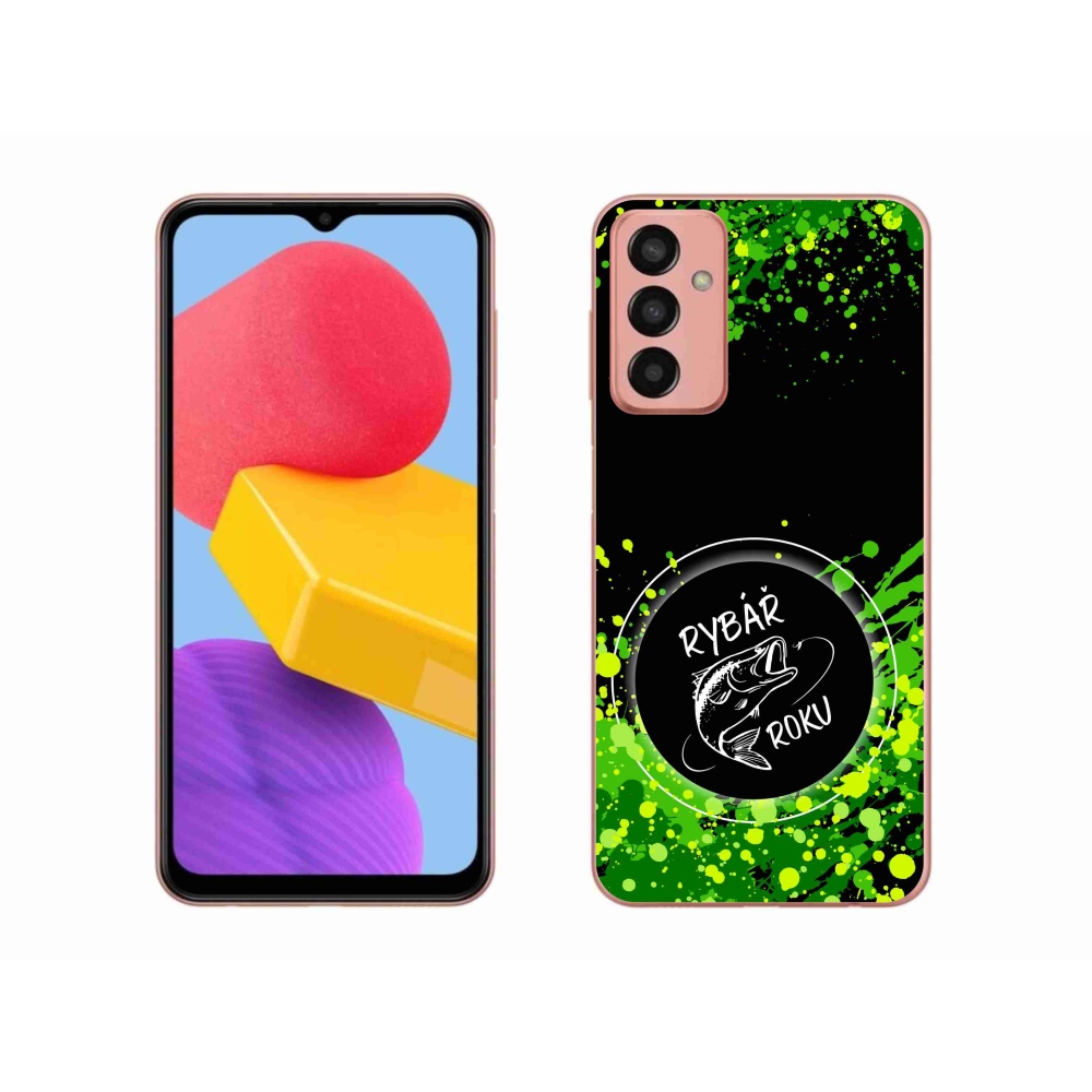 Zselés borító mmCase Samsung Galaxy M13 készülékhez - Az év horgásza fekete háttérrel