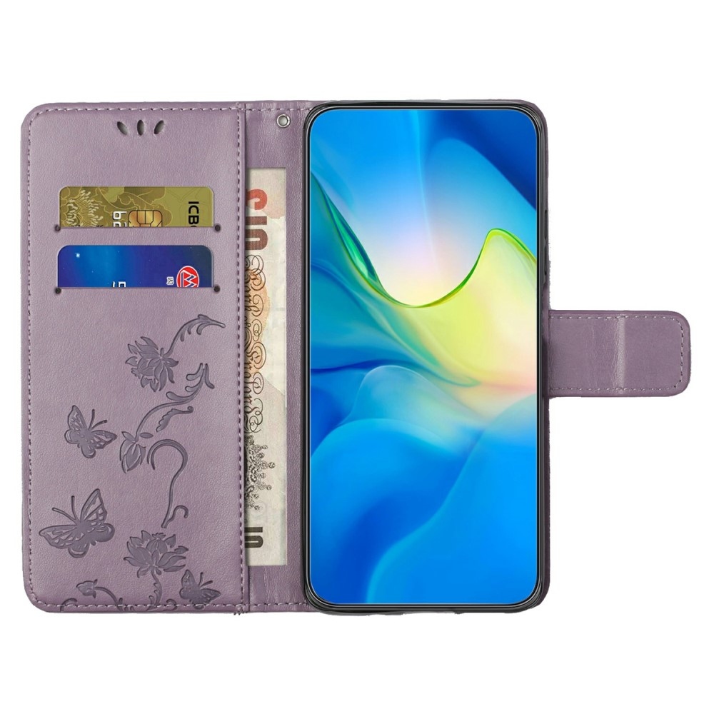 Virágos könyvtáska Samsung Galaxy A26 5G - világos lila