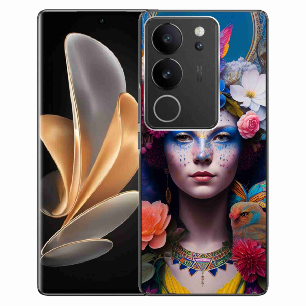 Gél borító mmCase a Vivo V29 5G-n - nő virágokkal