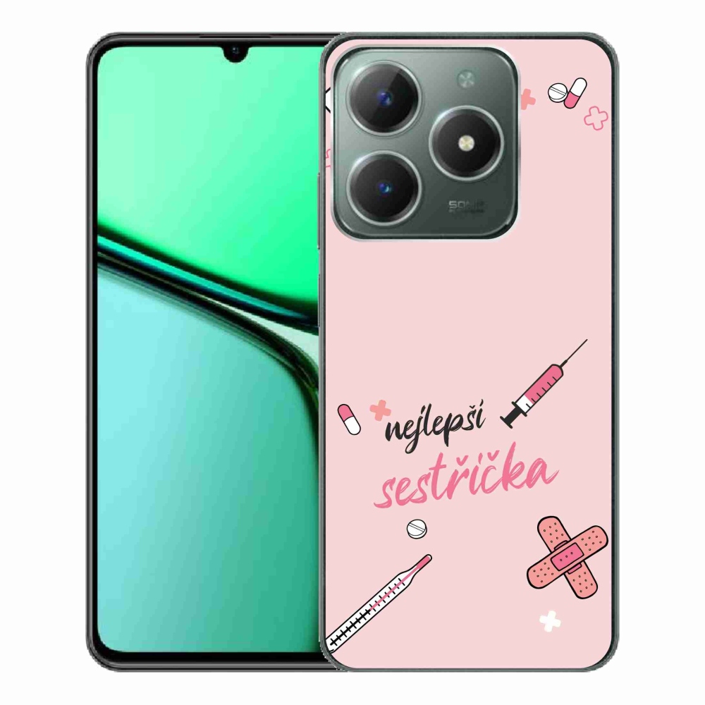 Gél borító mmCase a Realme C61-en - a legjobb kishúg rózsaszín háttérrel