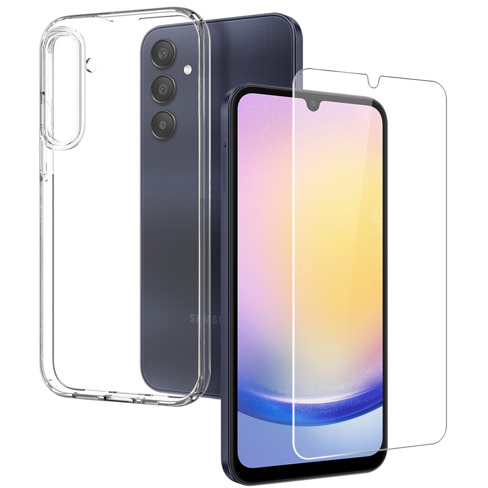 NORTHJO átlátszó zselés tok + edzett üveg Samsung Galaxy A25 5G - átlátszó